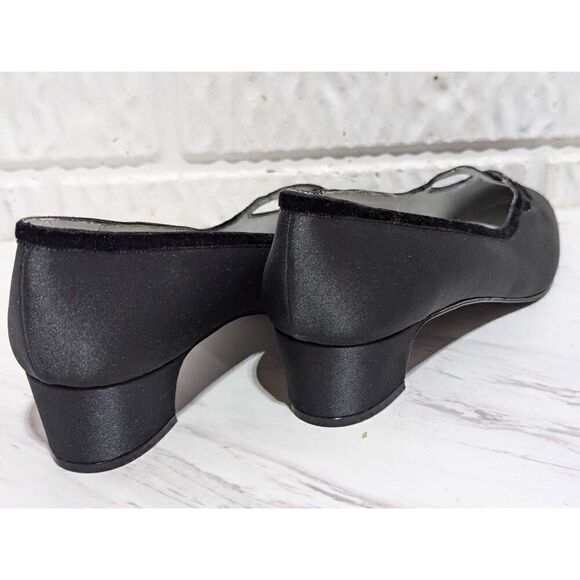 Nina Women's 9.5M Black Luster Satin Velvet Rosie Pump Heels Size 9.5M New In Bo - Picture 3 of 9